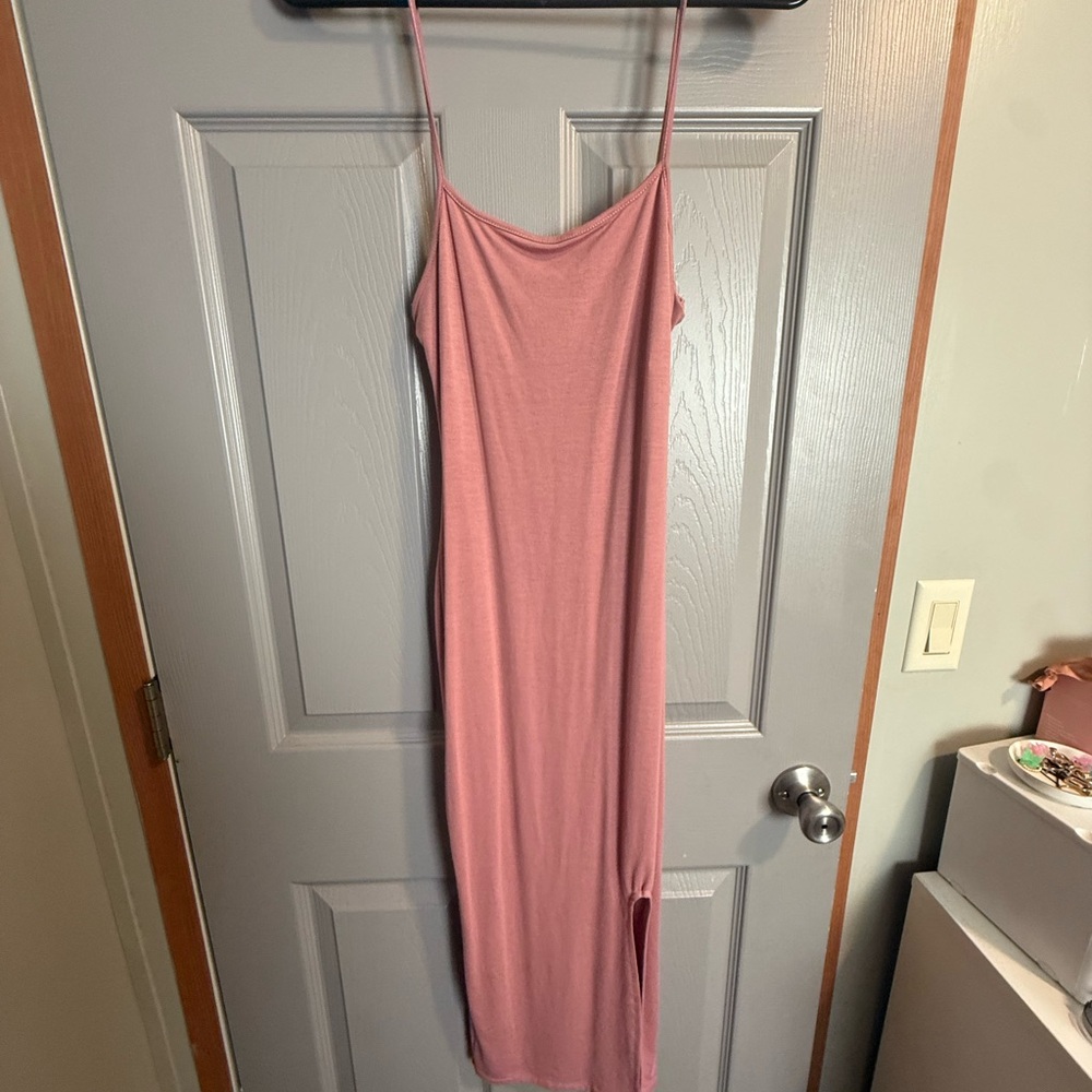 Heart & Hips Pink Bodycon Midi Dress- Women’s S- NWT Cutout Back/Spaghetti Strap